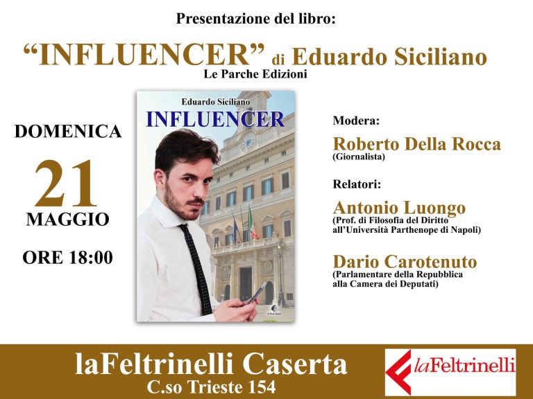 Influencer. Eduardo Siciliano presenta il suo romanzo alla Feltrinelli di Caserta