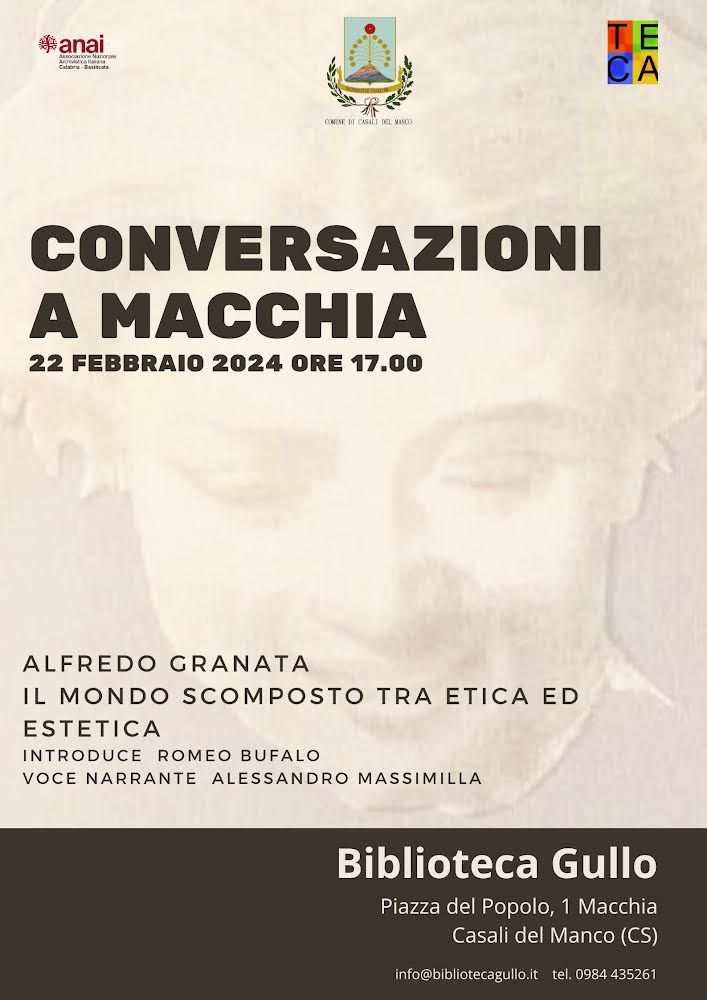 Il Maestro Granata in “Conversazioni a Macchia. Il mondo scomposto fra etica ed estetica”