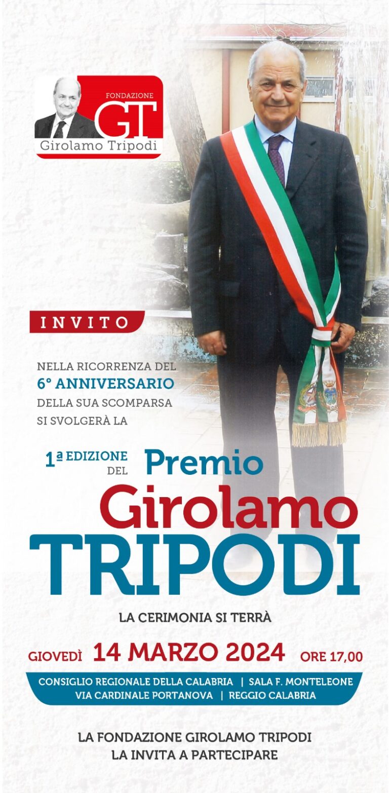 Premio Girolamo Tripodi, arriva la 6° edizione
