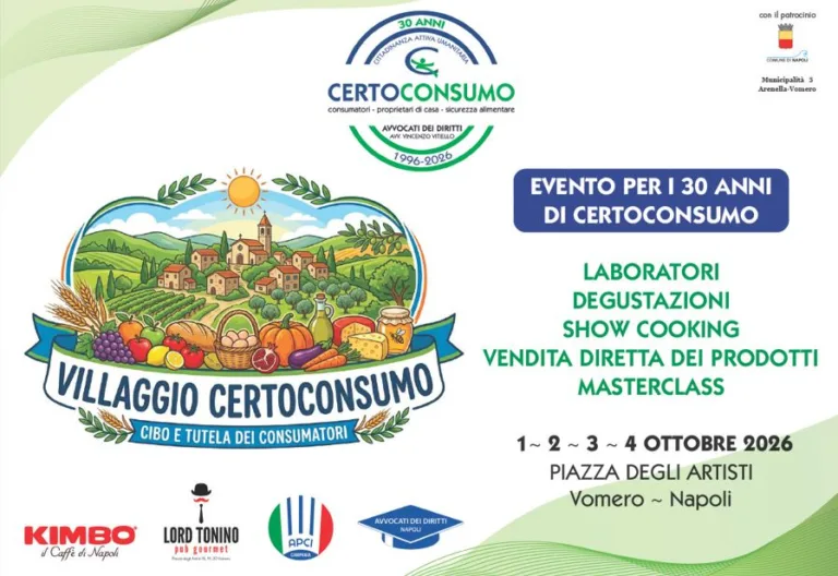 Certoconsumo compie trenta anni: villaggio in Piazza degli Artisti fra show cooking e informazione