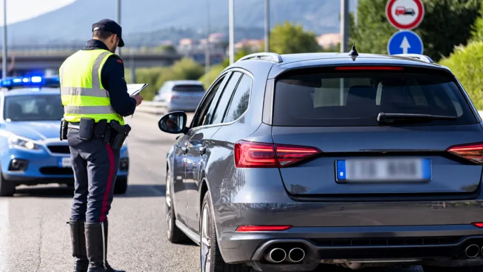 Controllo stradale della polizia italiana Targhe polacche
